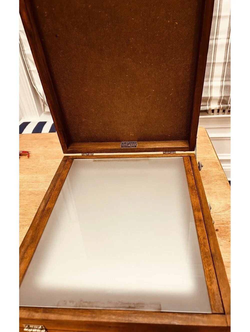 Nega -file Antique Wood Photo Retouching Desk  Light Box Restored EUC